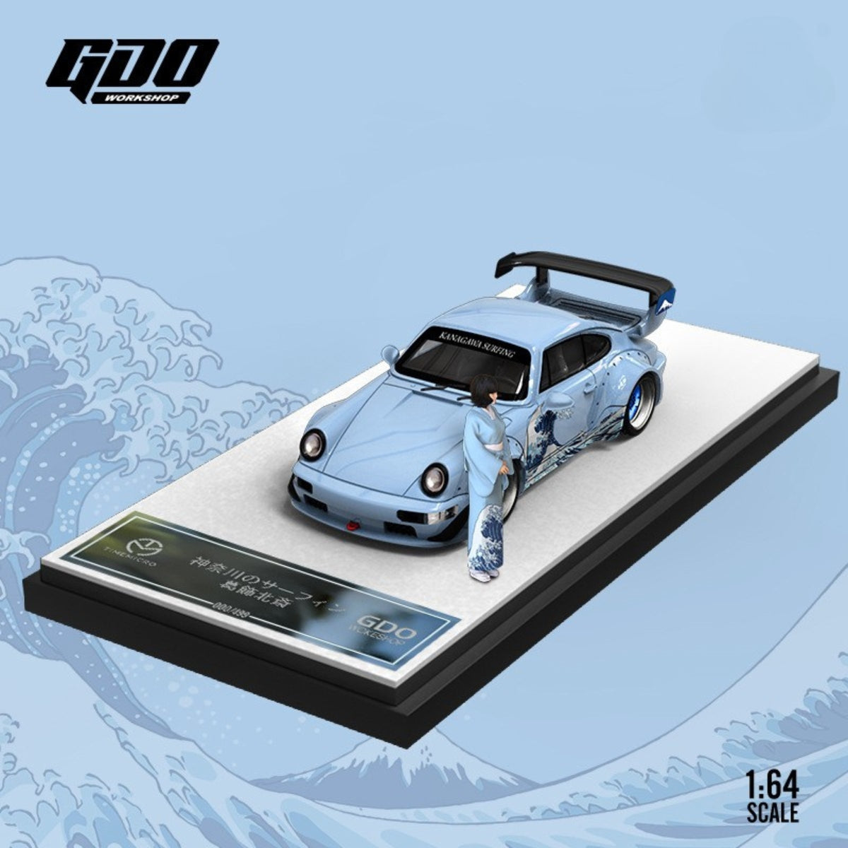 1:64 Scale Porsche 964 Kanagawa Wave Edition Diecast Model Car