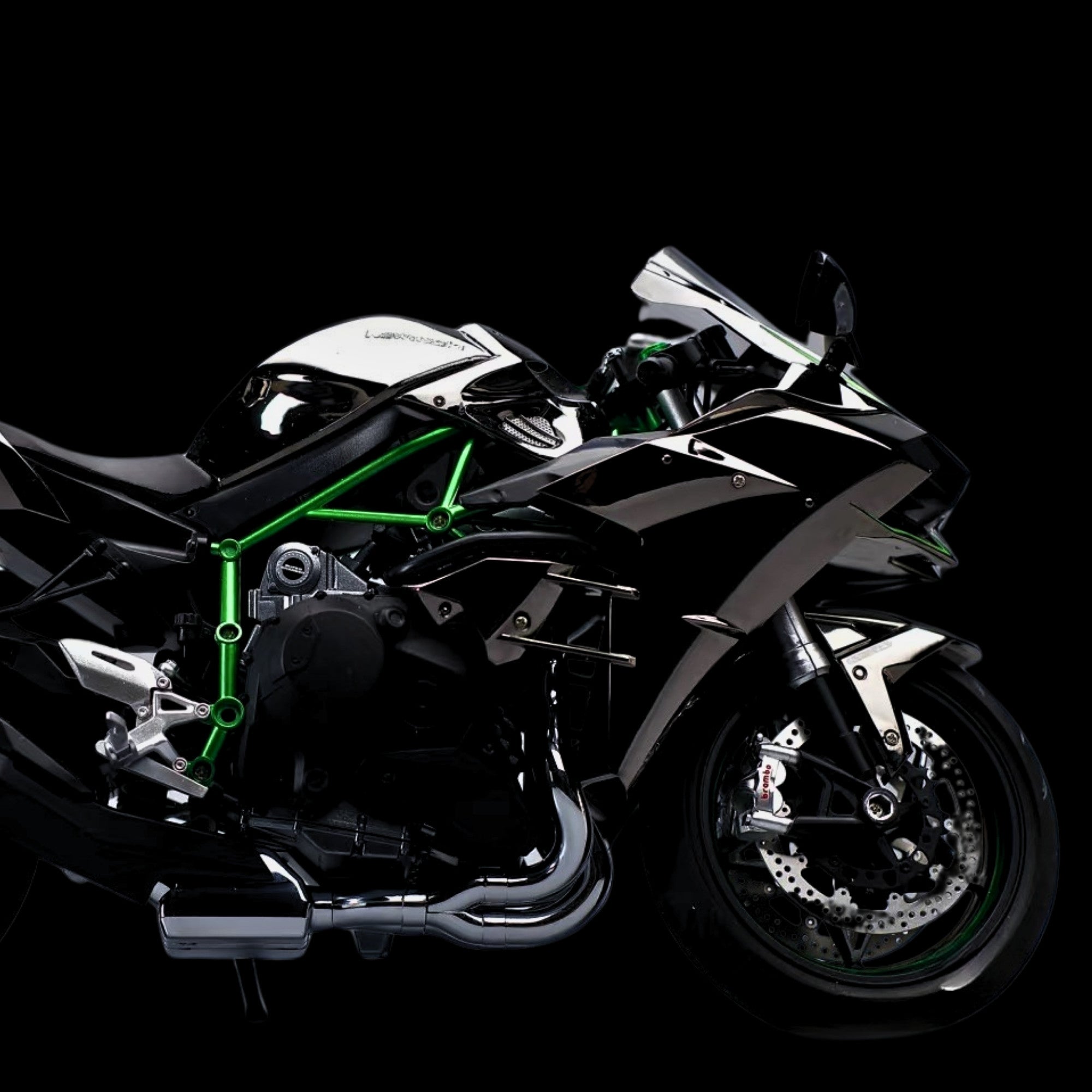 Modèle de Kawasaki Ninja H2R à échelle 1: 9 - avec suspension et roues roulantes gratuites