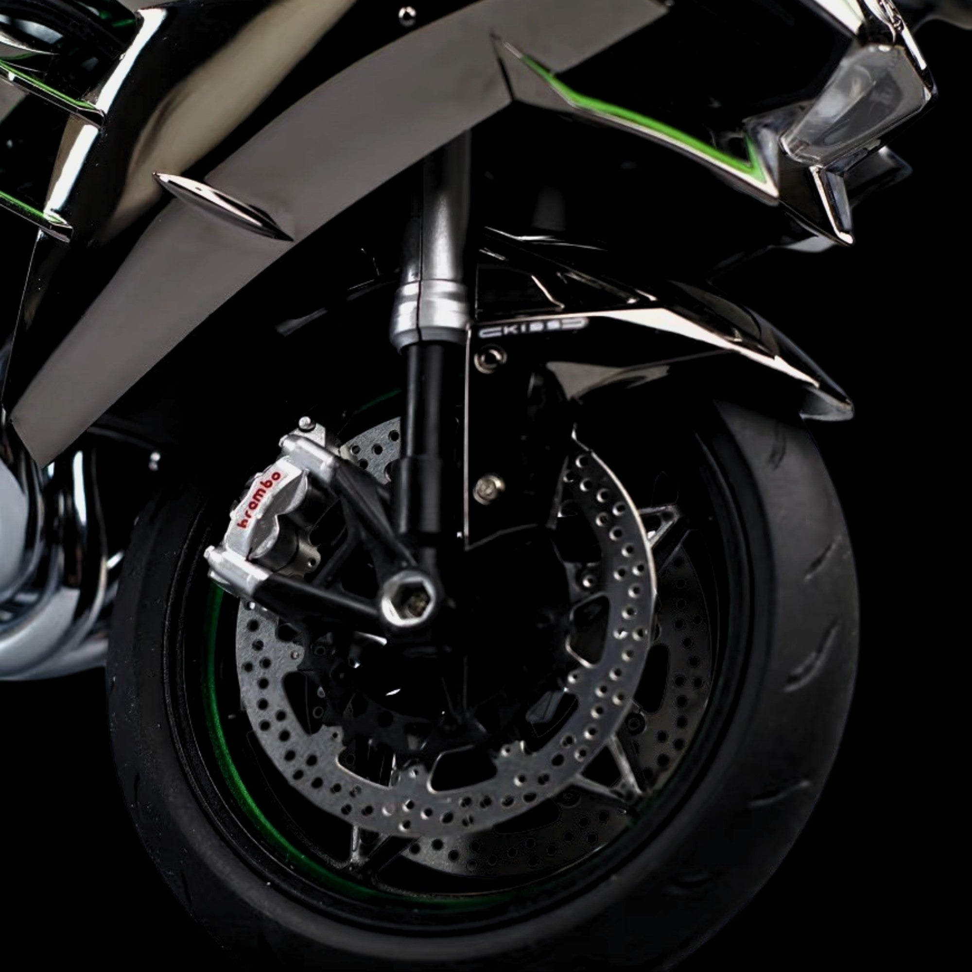 Modèle de Kawasaki Ninja H2R à échelle 1: 9 - avec suspension et roues roulantes gratuites