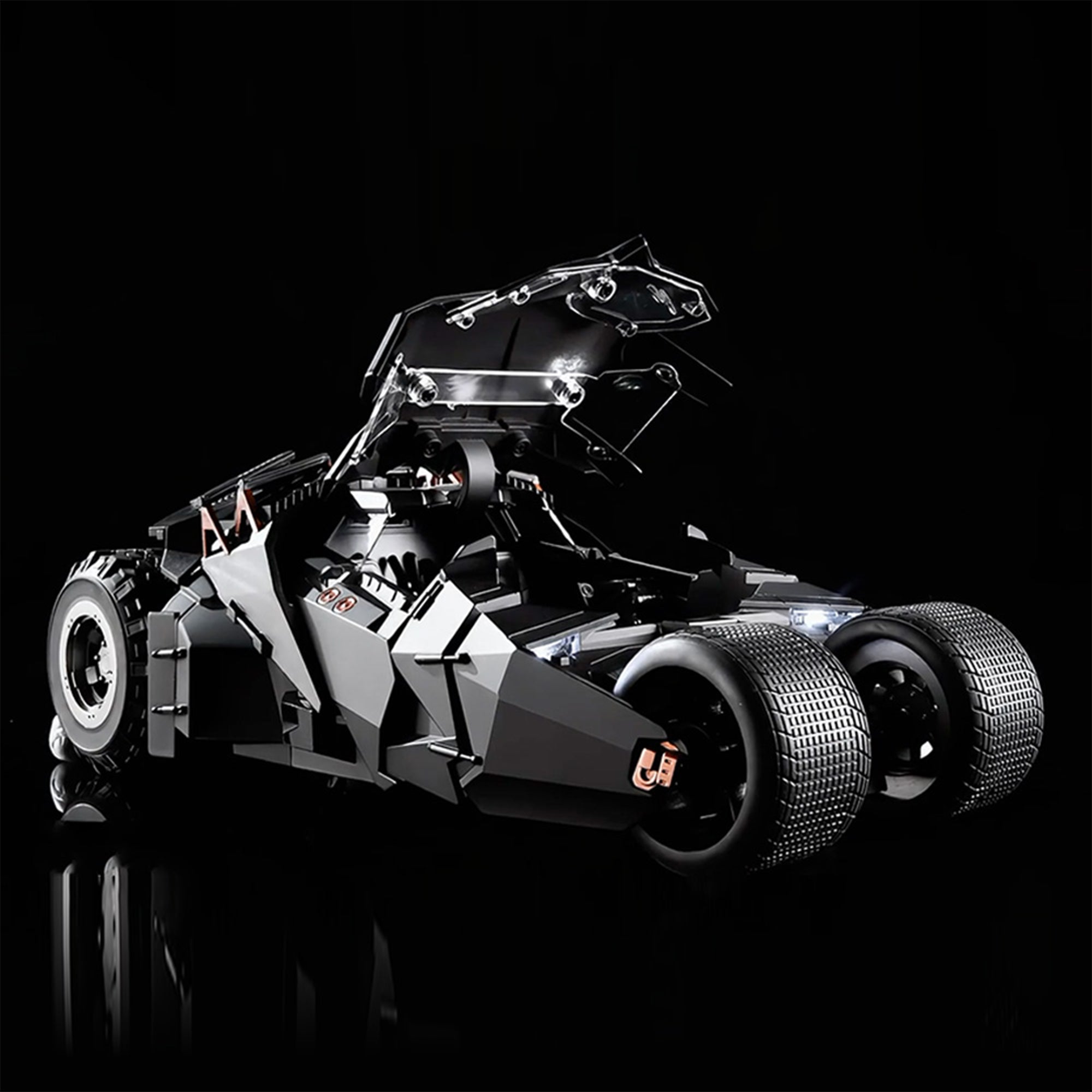 1:18 Scale Batmobile Model - LED Lights, Mist Spray, and Shock Absorption