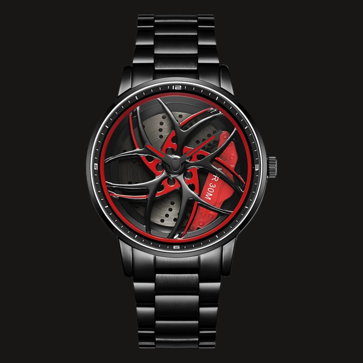 RevolveX Racing Wheel Quartz Watch – 3D Rotating Alloy Dial