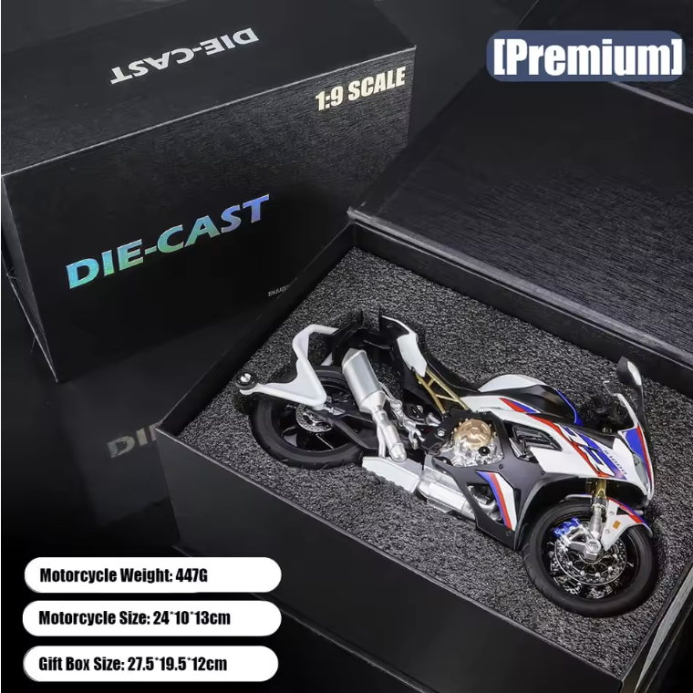 1: 9 -Skala BMW S1000RR Diecast Model Motorcycle